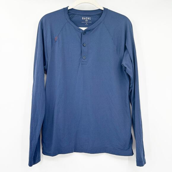 Rhone‎ Mens Performance Athleisure Active Henley Long Sleeve Shirt Size S Blue - Picture 1 of 6